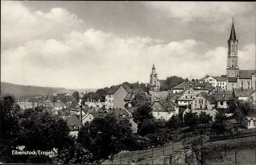 Ak Eibenstock Erzgebirge, Teilansicht, Kirche