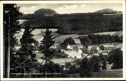 Ak Cunnersdorf Gohrisch in Sachsen, Ortsansicht, Papststein