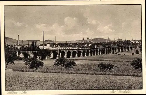 Ak Zittau in der Oberlausitz, Viadukt d. Strecke Zittau - Reichenberg