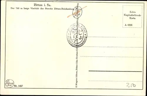 Ak Zittau in der Oberlausitz, Viadukt d. Strecke Zittau - Reichenberg