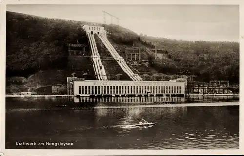 Ak Hengstey Hagen in Westfalen, Kraftwerk am Hengsteysee, Stausee, Sauerländer Berge