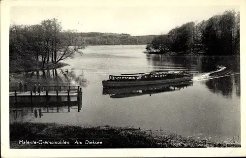 Ak Gremsmühlen Malente in Ostholstein, Am Dieksee, Schiff, Steg