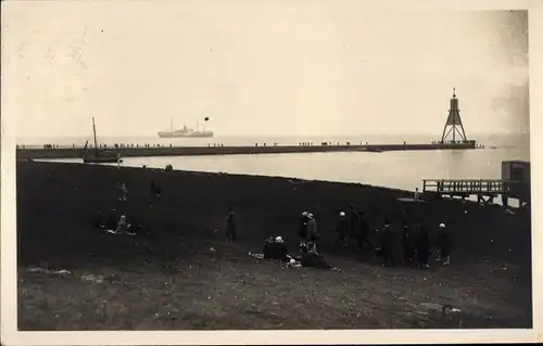 Foto Ak Nordseebad Cuxhaven, Landungsbrücke, Turm, Schiff