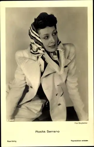 Ak Schauspielerin Rosita Serrano, Portrait mit Kopftuch, Ross Verlag A 3303 1