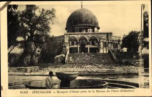Ak Jerusalem Israel, Mosquee d'Omar prise de la Maison de Pilate, Brunnen