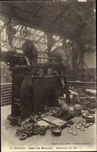 Ak Paris VI., Hotel des Monnaies, Balancier de 150mm, Münzprägeanstalt