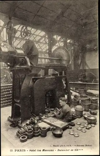 Ak Paris VI., Hotel des Monnaies, Balancier de 150mm, Münzprägeanstalt