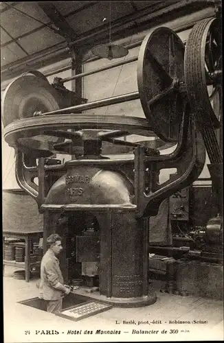 Ak Paris VI., Hotel des Monnaies, Balancier de 300 mm, Münzfabrik, Maschine