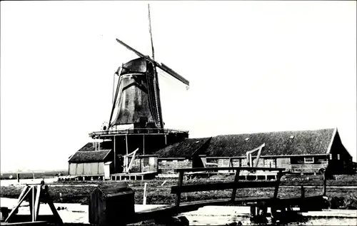 Ak Zaandam Zaanstad Nordholland, Westzijderveld, Krijtmolen De Krab, verbrand 1916