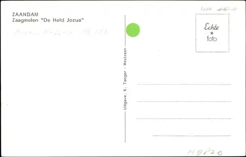 Ak Zaandam Zaanstad Nordholland, Zaagmolen De Held Jozua
