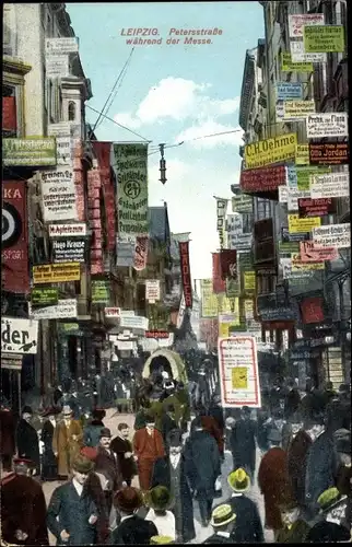 Ak Leipzig in Sachsen, Peterstraße während der Messe