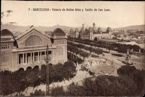 Ak Barcelona Katalonien Spanien, Palacio de Bellas Artes y Salon de San Juan
