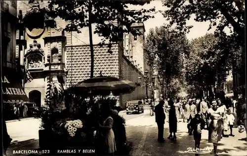 Ak Barcelona Katalonien Spanien, Ramblas y Belen