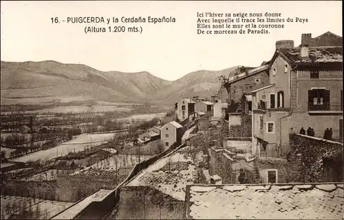 Ak Puigcerda Katalonien, Vista parcial y la Cerdana Espanola