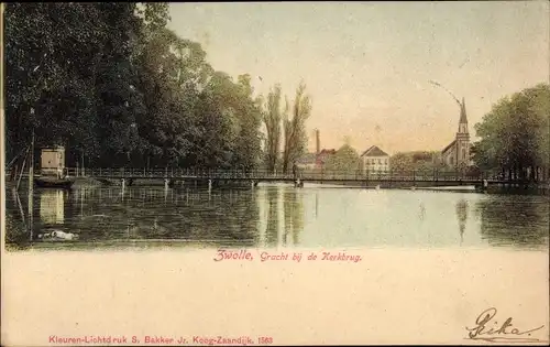 Ak Zwolle Overijssel Niederlande, Gracht bij de Kerkbrug