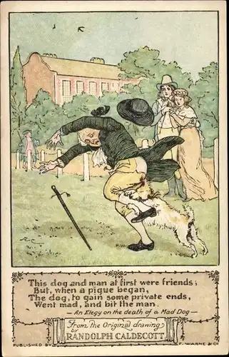 Gedicht Künstler Ak Caldecott, Randolph, An Elegy on the death of a Mad Dog