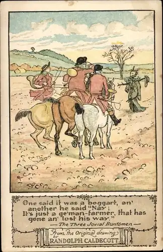 Gedicht Künstler Ak Caldecott, Randolph, The Three Jovial Huntsmen