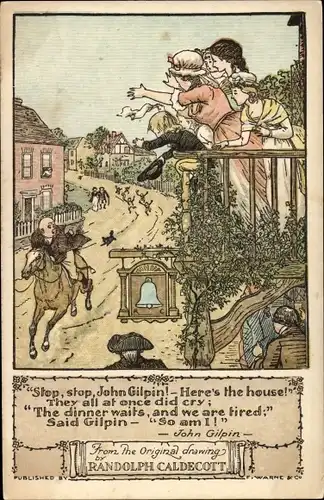 Gedicht Künstler Ak Caldecott, Randolph, John Gilpin, Here's the house, the dinner waits