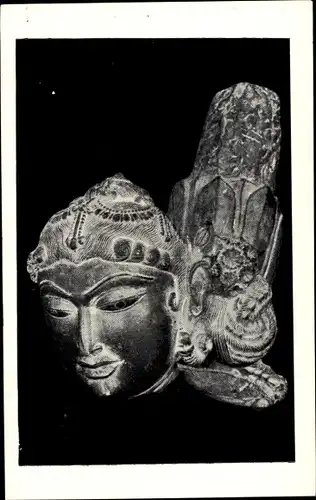 Ak Neu Delhi Indien, National Museum, Feminine Coiffure, stone, Statue