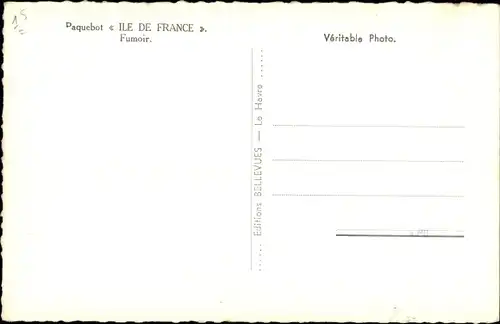 Ak Paquebot Ile de France, CGT French Line, Fumoir