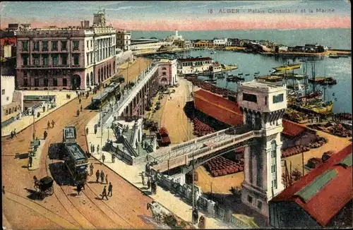 Ak Algier Alger Algerien, Palais Consulaire et la Marine