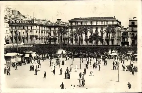 Ak Algier Alger Algerien, La Place du Gouvernement et la Statue du Duc d'Orleans