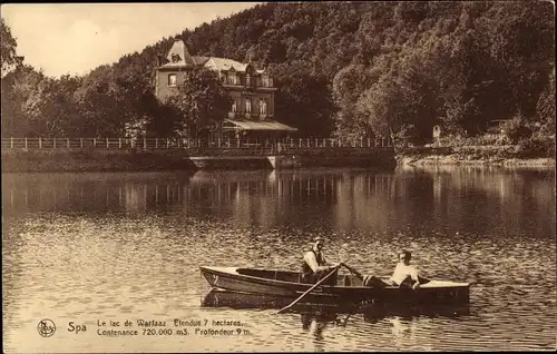Ak Spa Wallonien Lüttich, Le Lac de Warlaaz, Seepartie mit Bootsfahrt