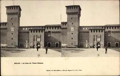 Stereo Ak Milano Mailand Lombardia, La Cour du Vieux Chateau