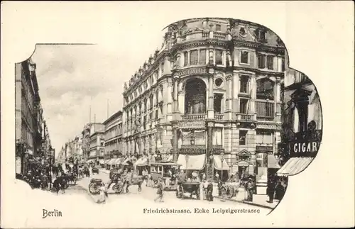Ak Berlin Mitte, Friedrichstraße Ecke Leipzigerstraße, Geschäfte