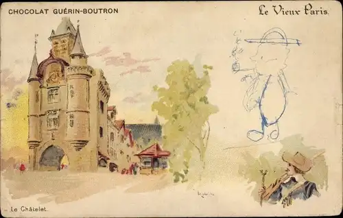 Künstler Litho Robida, Le Vieux Paris, Le Chatelet, Chocolat Guerin-Boutron