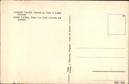 Ak Lomnice u Tišnova Lomnitz Südmähren, Hohe Tatra v. Groß Lomnitz aus gesehen