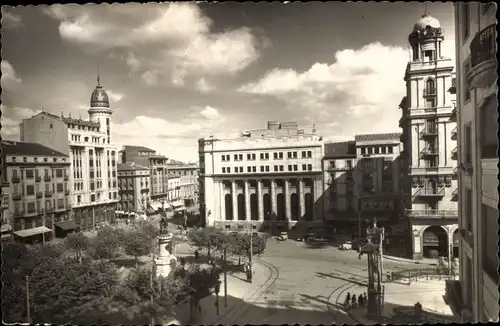 Ak Zaragoza Saragossa Aragonien, Plaza de Espana y Calle del Coso