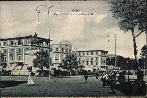 Ak Cairo Kairo Ägypten, Opera Square and Continental Hotel