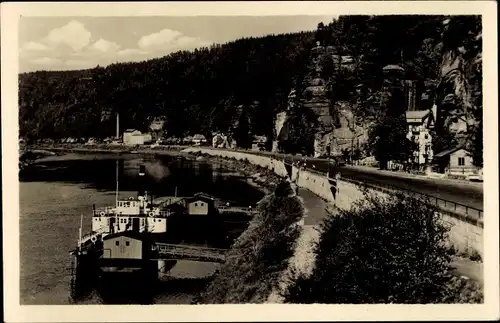 Ak Dubské Švýcarsko Daubaer Schweiz Region Aussig, Hrensko nabrezi