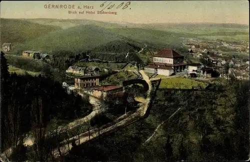 Ak Gernrode Quedlinburg im Harz, Panorama mit Hotel Stubenberg
