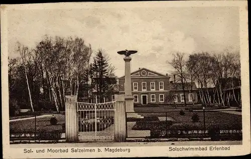 Ak Salzelmen Schönebeck an der Elbe, Solschwimmbad Erlenbad