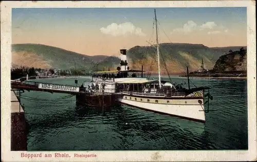 Ak Boppard am Rhein, Rheinpartie, Dampfer