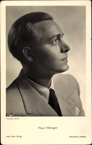 Ak Schauspieler Paul Klinger, Portrait im Profil