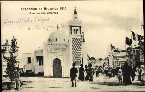 Ak Bruxelles Brüssel, Exposition 1910, Quartier des Colonies