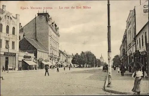 Ak Beograd Belgrad Serbien, La rue du Roi Milan