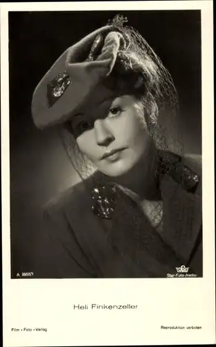 Ak Schauspielerin Heli Finkenzeller, Portrait mit Hut
