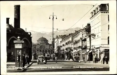 Ak Sofia Bulgarien, Boulevard Marie Louise, Straßenpartie in der Stadt, Straßenbahn Linien 9 und 7