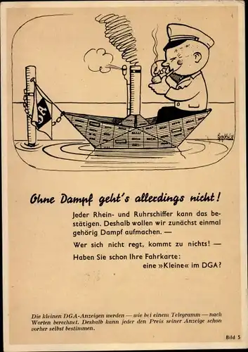 Künstler Ak Reklame, DGA, Ohne Dampf geht's nicht