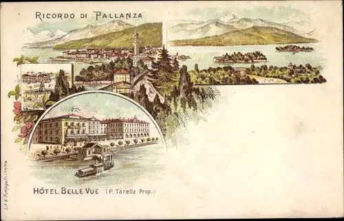 Litho Pallanza Lago Maggiore Piemonte, Hotel Belle Vue, Blick auf den Ort