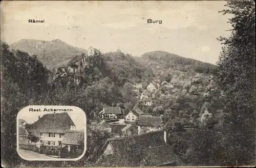 Ak Burg im Leimental Kanton Basel, Blick auf den Ort, Restaurant Ackermann