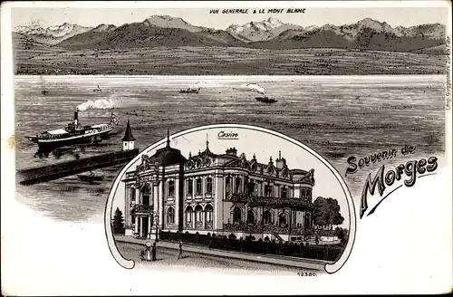Litho Morges Kanton Waadt, Casino, Mont Blanc