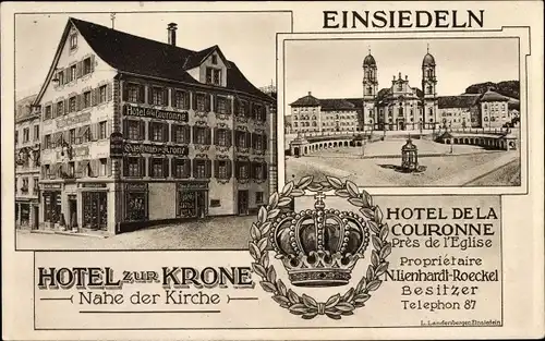 Ak Einsiedeln Kanton Schwyz Schweiz, Hotel zur Krone, Hotel de la Couronne