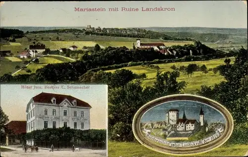 Ak Mariastein Kanton Solothurn, Blick auf den Ort, Ruine Landskron, Hotel Jura