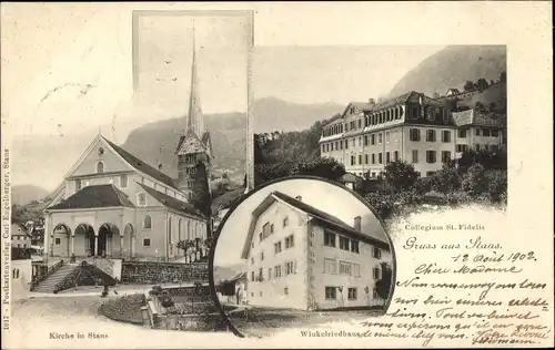 Ak Stans Kanton Nidwalden, Kirche, Winkelriedhaus, Collegium St. Fidelis