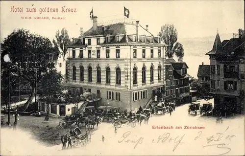 Ak Erlenbach am Zürichsee Kanton Zürich, Hotel zum goldnen Kreuz